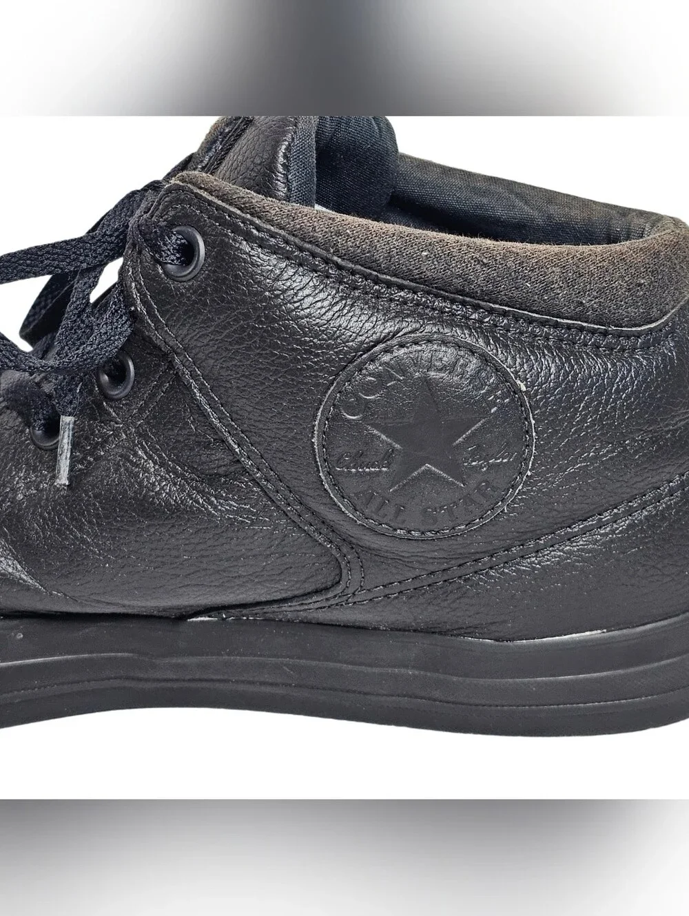 ​Converse CTAS High Street Leather Triple Black 161473C Mid Top Sneakers Men 13